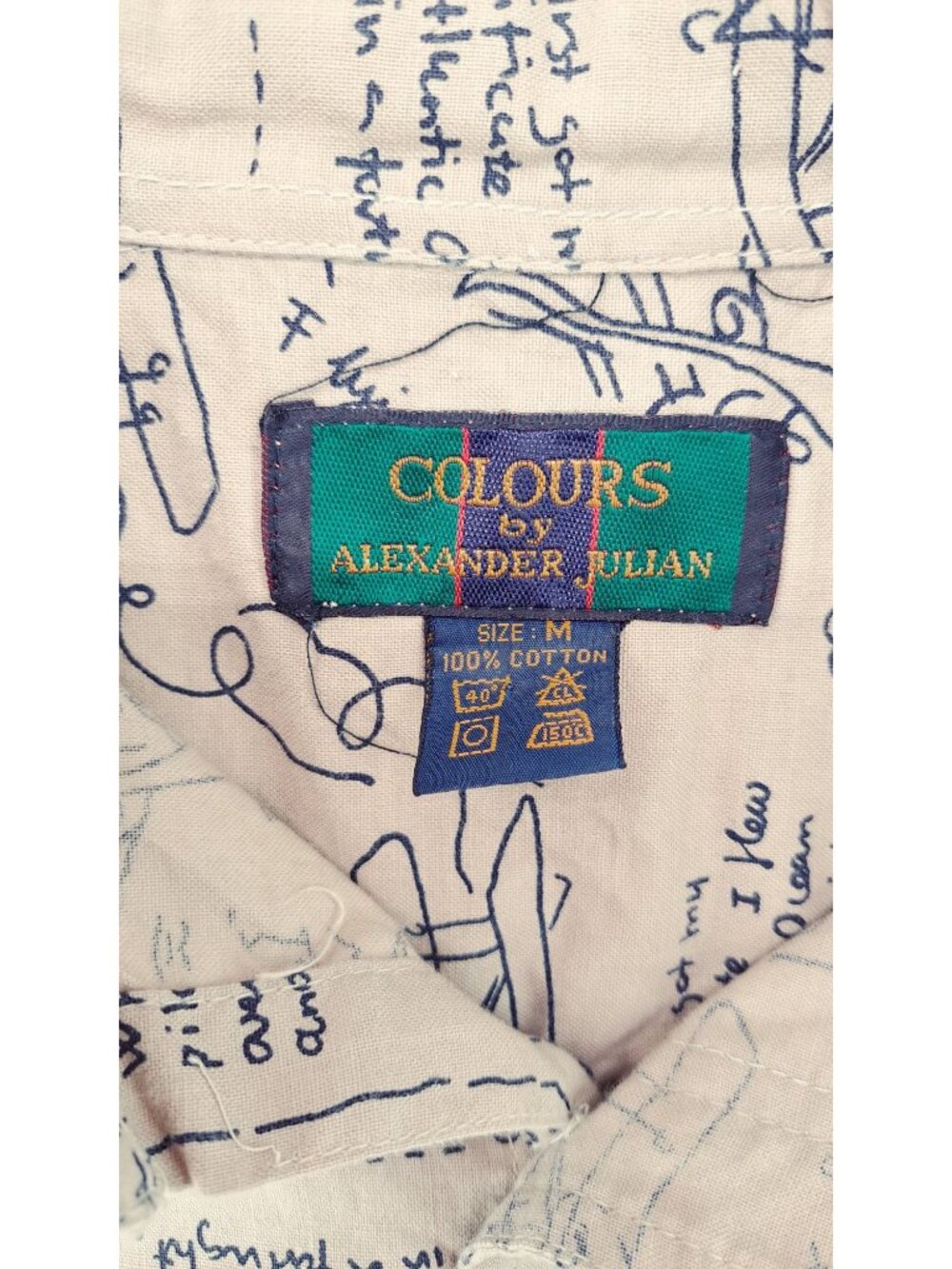 Vintage Colours By Alexander Julian Men Medium Tan Plane Shirt Rare Limited Run - Picture 4 of 6